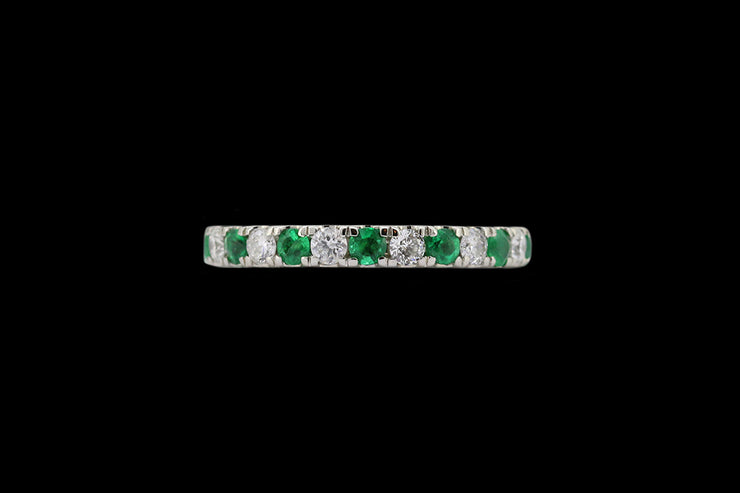 Platinum Diamond and Emerald Half Eternity Ring