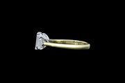 18ct Yellow Gold and Platinum Diamond Emerald Cut Three Stone Ring