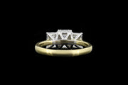 18ct Yellow Gold and Platinum Diamond Emerald Cut Three Stone Ring