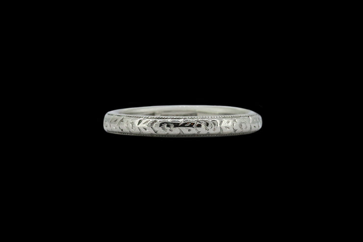 Platinum Engraved Wedding Band