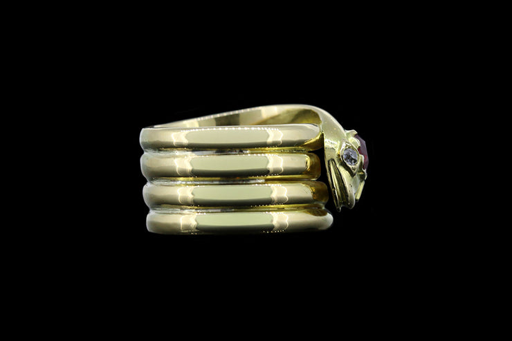 Victorian 18ct Yellow Gold Diamond and Garnet Snake Ring