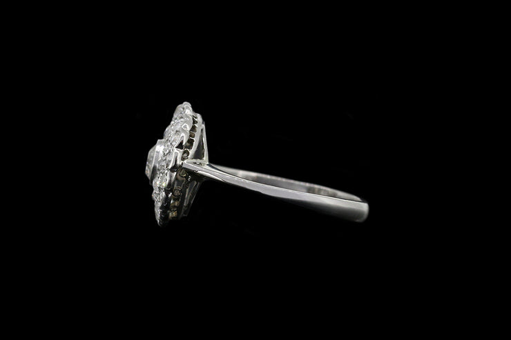 Art Deco Platinum Diamond Double Cluster Ring