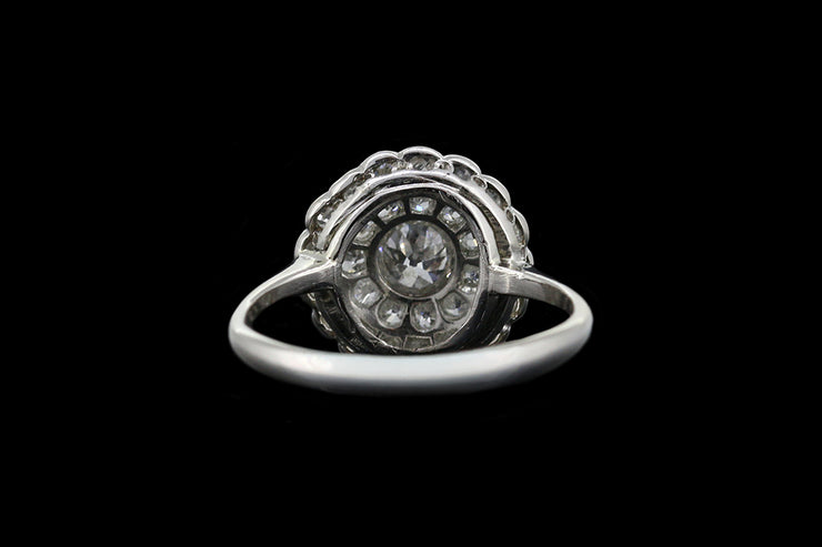 Art Deco Platinum Diamond Double Cluster Ring
