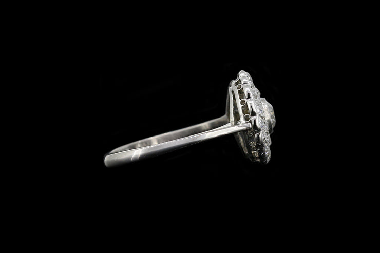 Art Deco Platinum Diamond Double Cluster Ring