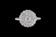 Art Deco Platinum Diamond Double Cluster Ring