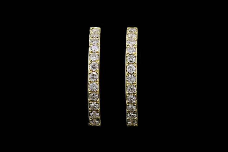 18ct Yellow Gold Diamond Hoop Earrings
