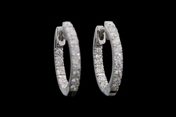 18ct White Gold Diamond Hoop Earrings