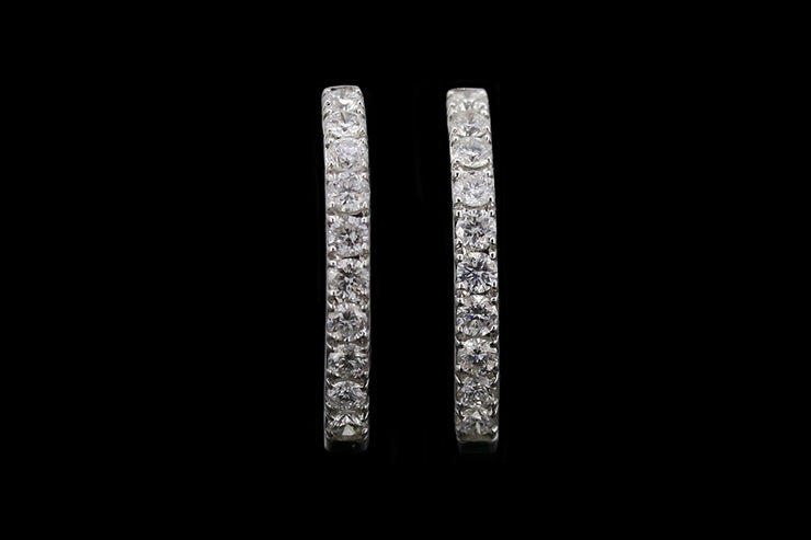 18ct White Gold Diamond Hoop Earrings