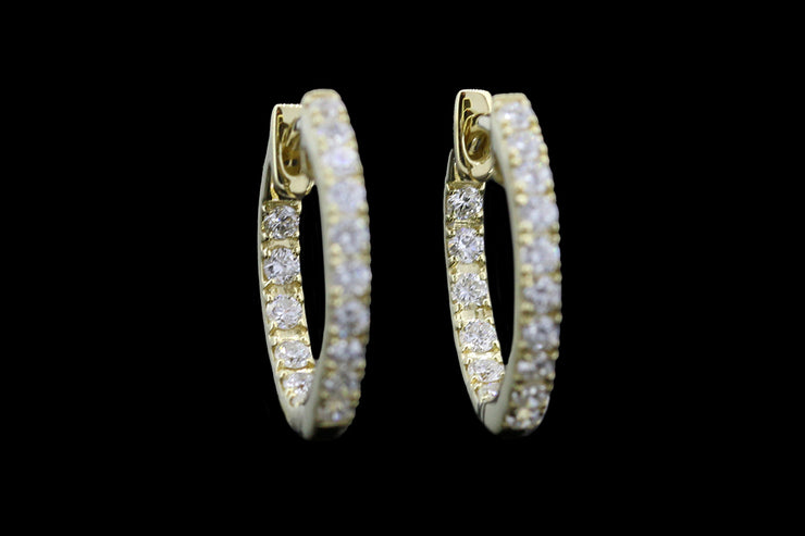 18ct Yellow Gold Diamond Hoop Earrings