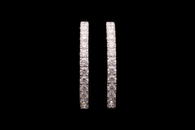 18ct White Gold Diamond Hoop Earrings