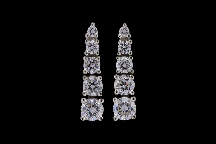 18ct White Gold Diamond Graduated Five Stone Drop Earrings