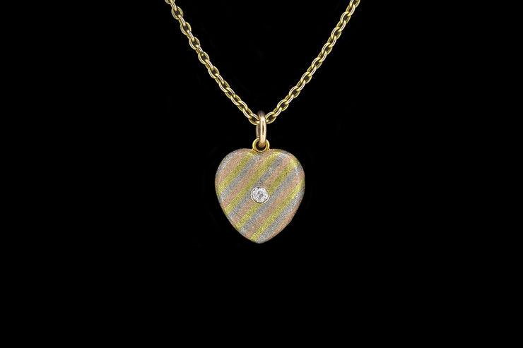 15ct Yellow Gold Diamond Heart Locket and Chain