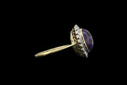 18ct Yellow Gold Diamond and Cabochon Cut Amethyst Cluster Ring