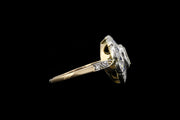 14ct Yellow Gold and White GoldDiamond and Sapphire Target Ring with Diamond Shoulders