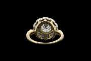 14ct Yellow Gold and White GoldDiamond and Sapphire Target Ring with Diamond Shoulders