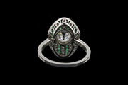 Platinum Diamond and Emerald Dress Ring with Diamond Shoulders
