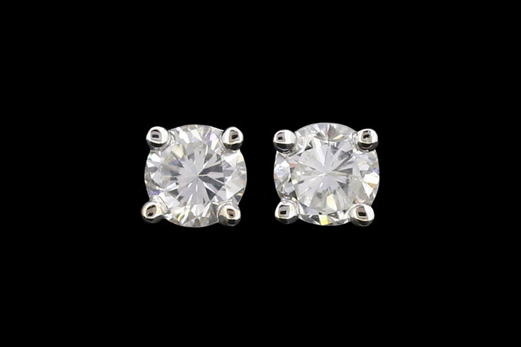 18ct Yellow Gold and White Gold Diamond Solitaire Stud Earrings