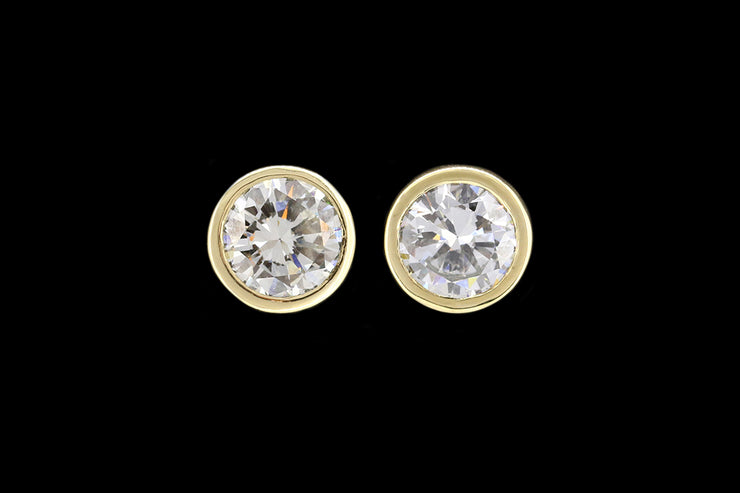 18ct Yellow Gold Diamond Solitaire Stud Earrings