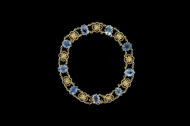 Victorian 18ct Yellow Gold Aquamarine Decorative Bracelet