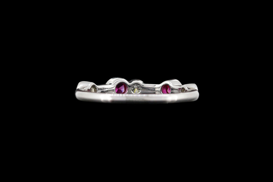Platinum Diamond and Ruby Scatter Ring – Mortimers Jewellers