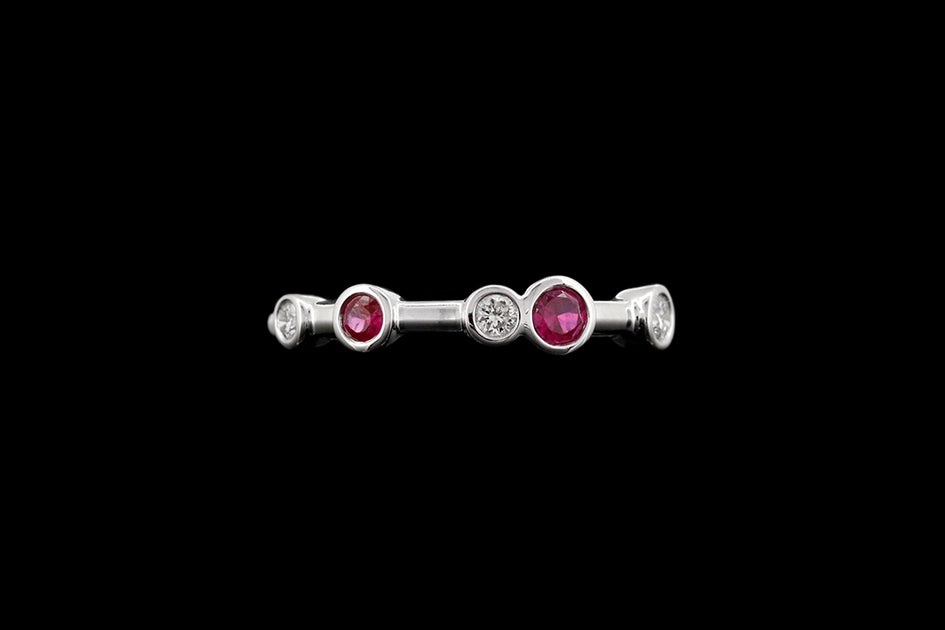Platinum Diamond and Ruby Scatter Ring – Mortimers Jewellers