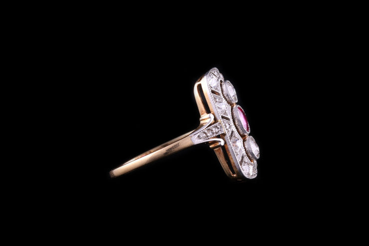 18ct Yellow Gold Diamond and Ruby Dress Ring