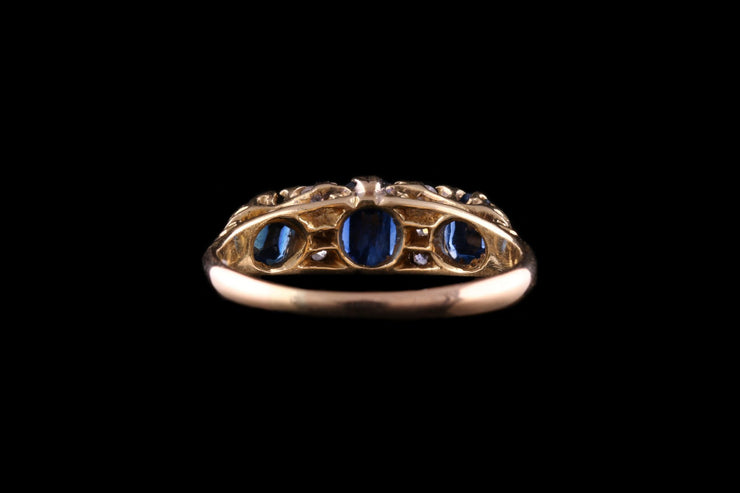 18ct Yellow Gold Sapphire and Diamond Nine Stone Ring