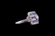 Art Deco Platinum Diamond and Sapphire Dress Ring