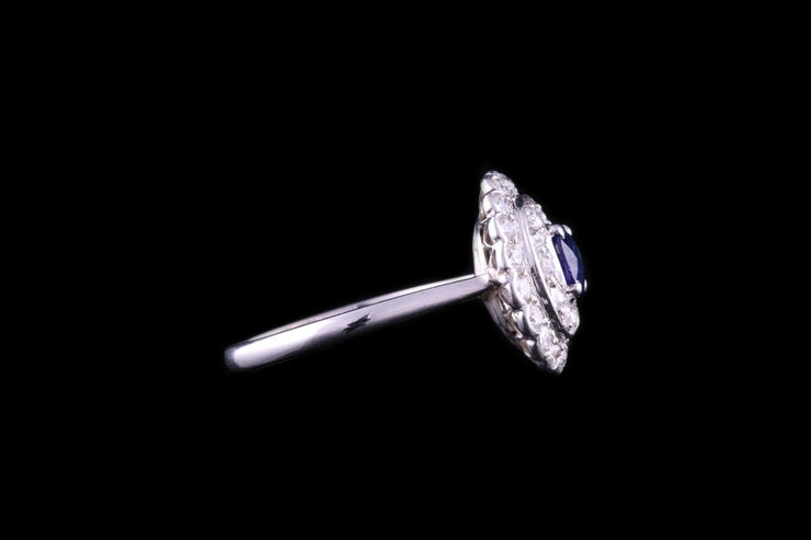 Platinum Sapphire and Diamond Double Target Ring