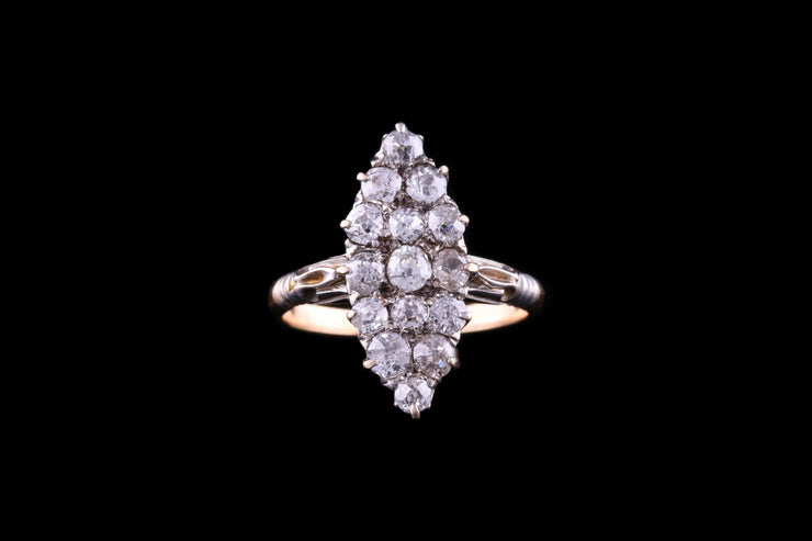 Victorian 18ct Yellow Gold Diamond Marquise Dress Ring