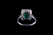 Platinum Diamond and Colombian Emerald Dress Ring