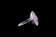 Platinum Sapphire and Diamond Tablet Ring