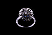 18ct White Gold Sapphire and Diamond Oval Cluster Ring