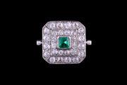 Platinum Emerald and Diamond Ring