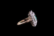 18ct Yellow Gold Diamond and Emerald Double Row Cocktail Ring