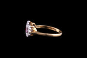 18ct Yellow Gold Diamond and Ruby Triple Cluster Ring