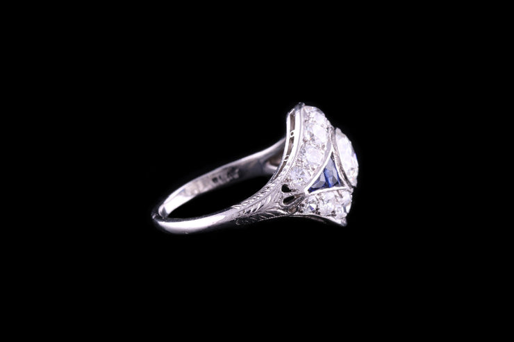Platinum Diamond and Sapphire Dress Ring