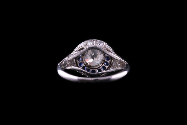 Platinum Sapphire and Diamond Target Ring