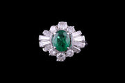 18ct White Gold Diamond and Emerald Cluster Dress Ring