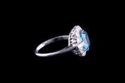 18ct White Gold Diamond and Blue Zircon Dress Ring