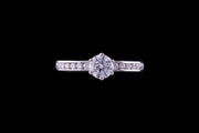 Tiffany & Co Platinum Diamond Single Stone Ring with Diamond Shoulders