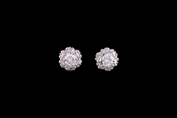 18ct White Gold Diamond Cluster Stud Earrings
