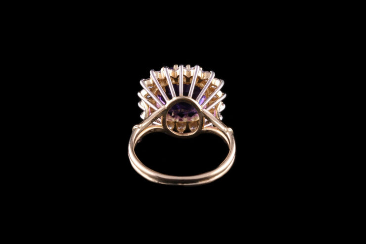 18ct Yellow Gold Diamond and Amethyst Cluster Ring