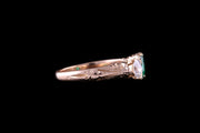 Victorian 18ct Yellow Gold Diamond and Emerald Three Stone Ring