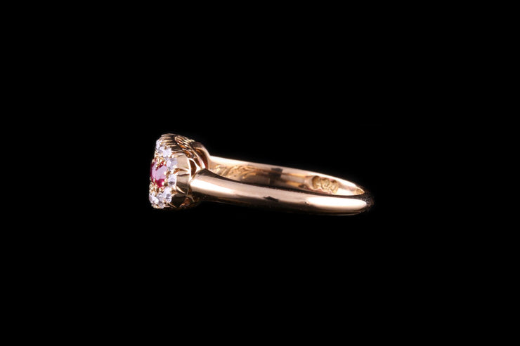 18ct Yellow Gold Diamond and Ruby Cluster Ring