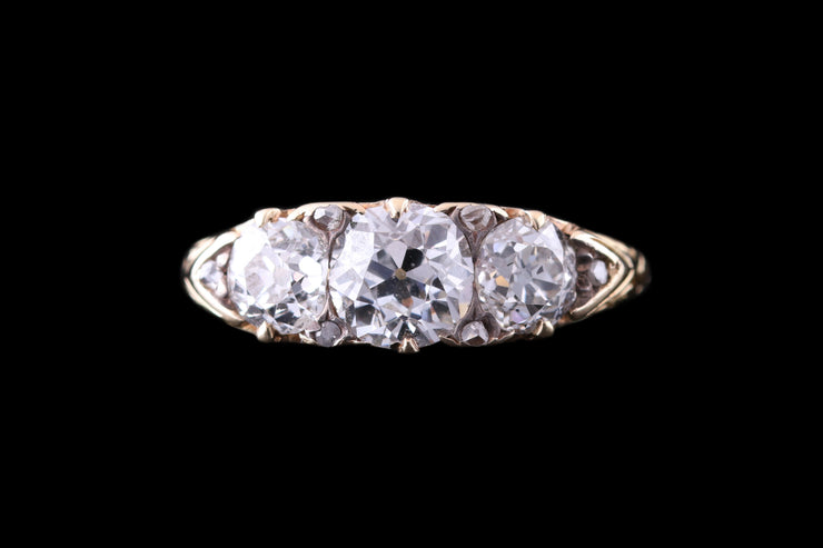 Victorian 18ct Yellow Gold Diamond Three Stone Ring