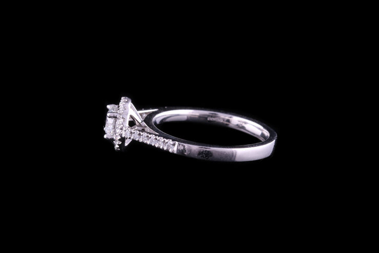 Platinum Diamond Halo Cluster Ring