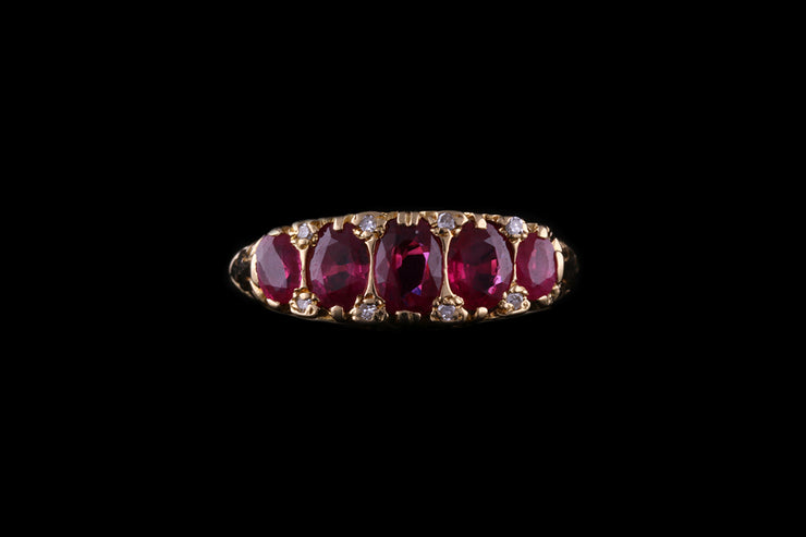 18ct Yellow Gold Ruby Five Stone Ring