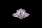 Edwardian 18ct Yellow Gold Diamond Floral Cluster Ring