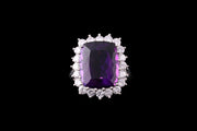 18ct White Gold Amethyst and Diamond Cluster Ring